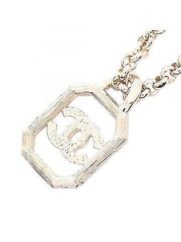 Chanel Chanel Coco Mark Square Necklace, Gold Plated (GP), Rhinestone, Women's, Tone, B23K (view 2)
