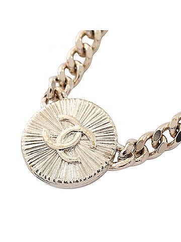 Chanel Chanel Coco Mark Circle Necklace, Gold Plated (GP), Rhinestone, Women's, Tone, A22C (view 2)