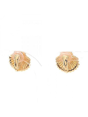 Chanel Chanel Coco Mark Shell Motif Earrings, Gold Plated (GP) Rhinestone Women's, Tone, G23C (view 2)