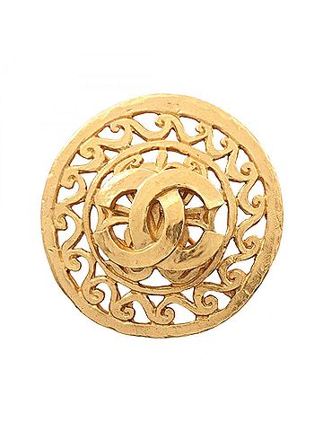 Chanel Chanel Coco Mark Circle Brooch Accessory, Gold Plated (GP), Women's, Tone (view 1)
