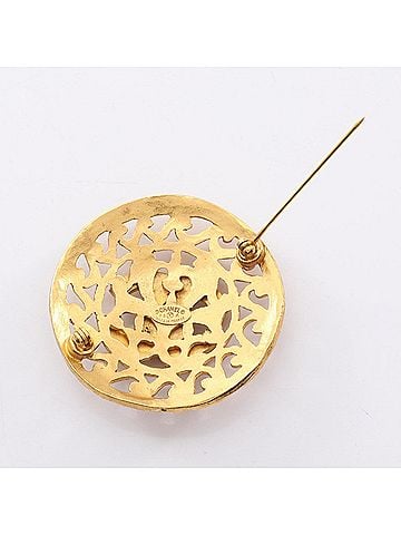 Chanel Chanel Coco Mark Circle Brooch Accessory, Gold Plated (GP), Women's, Tone (view 2)
