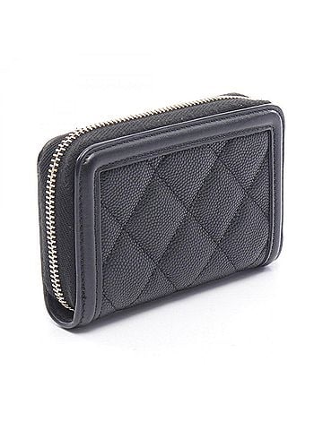 Chanel Chanel CC Filigree Matelassé Wallet/Coin Purse, Caviar Leather (Grained Calfskin), Women's, Black, A81459 (view 2)