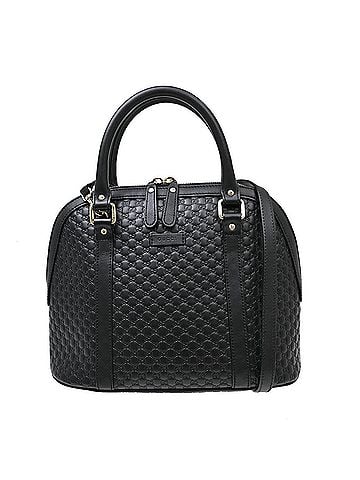 Gucci Convertible Dome Satchel Microssima Leather Black Leather Handbag (view 1)