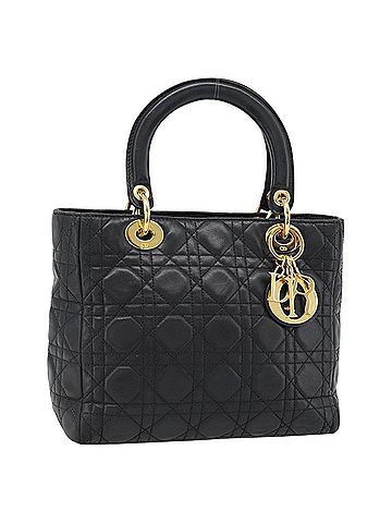 Dior Lady Dior Bag Leather Black Leather Handbag (view 1)