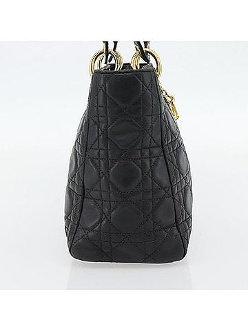 Dior Lady Dior Bag Leather Black Leather Handbag (view 2)