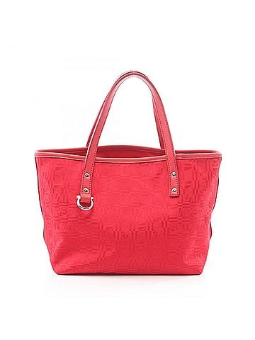 Salvatore Ferragamo Salvatore Ferragamo Gancini logo print tote bag/handbag, canvas and leather, women's, red, size 21, A839 (view 1)
