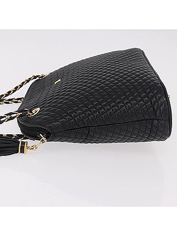 Bally Vintage Chain Shoulder Bag Quilted Leather Black Leather Shoulder Bag Bag (view 2)