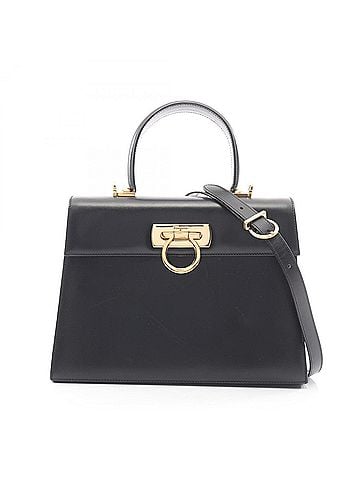 Salvatore Ferragamo Salvatore Ferragamo Gancini 2-Way Handbag, Leather, Women's, Black, Item No. 21 2181 (view 1)