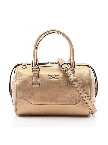 Salvatore Ferragamo Salvatore Ferragamo Gancini 2-Way Handbag, Leather, Women's, Gold Tone (view 1)