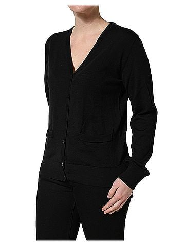 Dolce & Gabbana Basic Black Wool Knit Button Cardigan Women's Sweater (view 2)