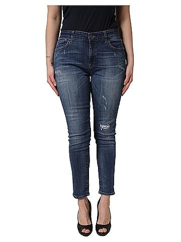 Dolce & Gabbana Basic Blue Tattered Skinny Mid Waist Denim Women's Jeans (view 1)