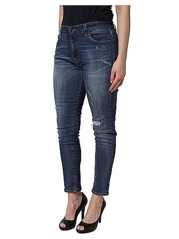 Dolce & Gabbana Basic Blue Tattered Skinny Mid Waist Denim Women's Jeans (view 2)