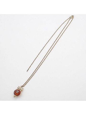 Chanel Owl Pendant Necklace Gold Plated Gold Gold_Plated Necklace Jewelry (view 1)