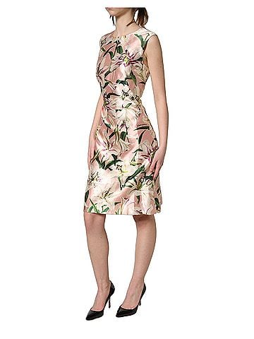 Dolce & Gabbana Basic Light Pink LilyPrint Sleeveless Sheath Women's Dress (view 2)