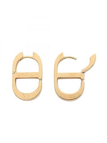 Christian Dior Christian Dior Dior CD Logo Icon Earrings, Gold Plated (GP) Rhinestone Women's, Tone, Clear Tone (view 2)