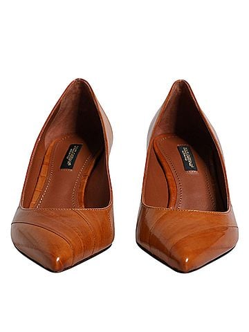 Dolce & Gabbana Basic Brown Leather Kitten Heels Pumps Women's Shoes (view 2)