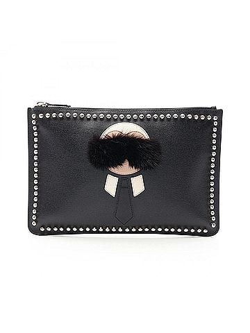 Fendi Fendi Karlito Second Bag Clutch Handbag Leather Men's Black (view 1)