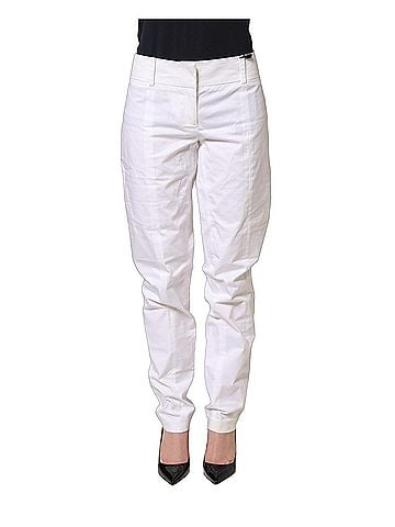 Patrizia Pepe White Mid Waist Tapered Formal Trousers Women's Pants (view 1)