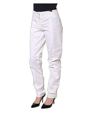 Patrizia Pepe White Mid Waist Tapered Formal Trousers Women's Pants (view 2)