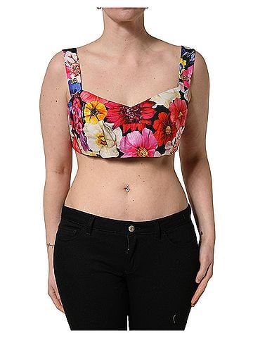 Dolce & Gabbana Basic Multicolor Floral Cropped Bustier Tank Women's Top (view 1)