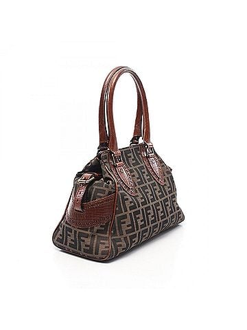 Fendi Fendi Etnico Zucca Handbag, Canvas and Leather, Women's, Brown/Black (view 2)