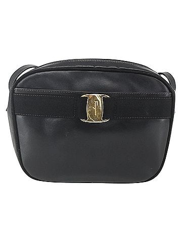 Salvatore Ferragamo Vara Bow Camera Shoulder Bag Patent Leather Black Leather Shoulder Bag Bag (view 1)