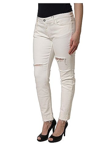 Dolce & Gabbana Basic White Tattered Skinny Cotton Denim Women's Jeans (view 2)