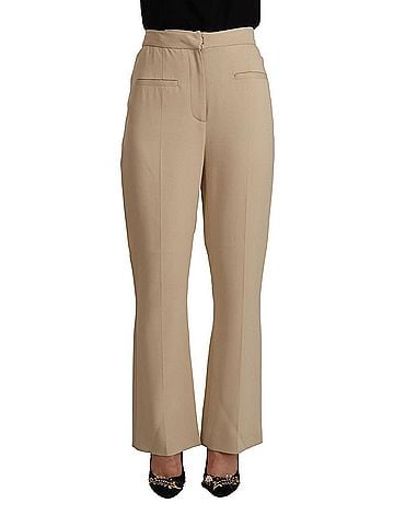 Alberta Ferretti Beige Viscose High Waist Flared Dress Trouser Women's Pants (view 1)