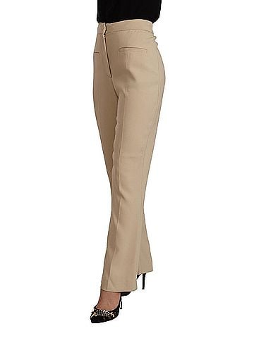 Alberta Ferretti Beige Viscose High Waist Flared Dress Trouser Women's Pants (view 2)