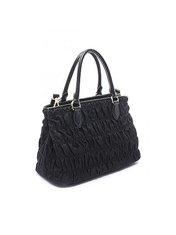 Prada Prada TESSUTO GAUFRE' 2-Way Tote Bag/Handbag, Nylon and Leather, Women's, Black, 1BA173 (view 2)