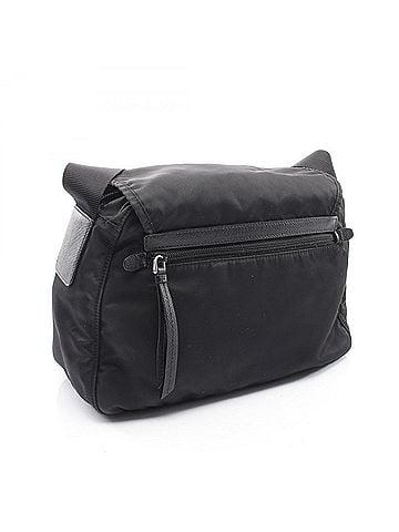 Prada Prada Triangle Logo Shoulder Bag/Handbag, Nylon & Saffiano Leather, Women's, Black (view 2)