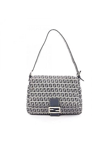 Fendi Fendi Mamma Bucket Zucchino Shoulder Bag/Handbag, Canvas and Leather, Women's, Gray/Navy, 2308-M426-018 (view 1)