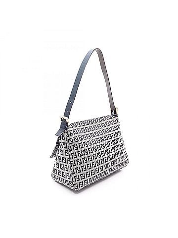 Fendi Fendi Mamma Bucket Zucchino Shoulder Bag/Handbag, Canvas and Leather, Women's, Gray/Navy, 2308-M426-018 (view 2)