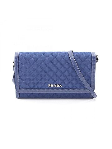 Prada Prada quilted shoulder bag/handbag, nylon and leather, women's, blue. (view 1)