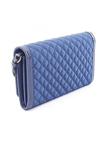 Prada Prada quilted shoulder bag/handbag, nylon and leather, women's, blue. (view 2)