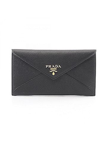 Prada Prada VITELLO GRAIN Envelope Bi-fold Long Wallet, Leather, Women's, Black, 1MF175 (view 1)