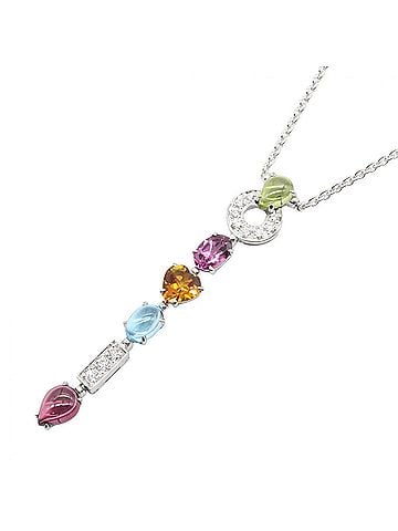 Bvlgari Bvlgari Bulgari Allegra Necklace, 18K White Gold (18KWG), Diamonds, Colored Stones, Silver Tone, Clear Multicolor, 339373 (view 1)