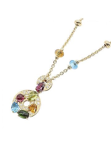 Bvlgari BVLGARI Astrale Cerchi Necklace, 18K (Yellow Gold), Diamond, Colored Stone, Women's, Gold Tone, Clear Multicolor, 339139 (view 1)