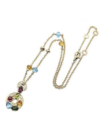 Bvlgari BVLGARI Astrale Cerchi Necklace, 18K (Yellow Gold), Diamond, Colored Stone, Women's, Gold Tone, Clear Multicolor, 339139 (view 2)