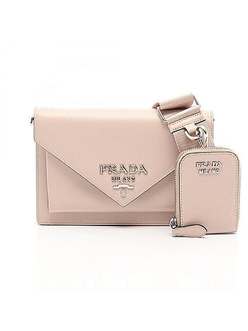 Prada Prada Mini Envelope Shoulder Bag/Handbag, Saffiano Leather, Women's, Pink (1BP020) (view 1)