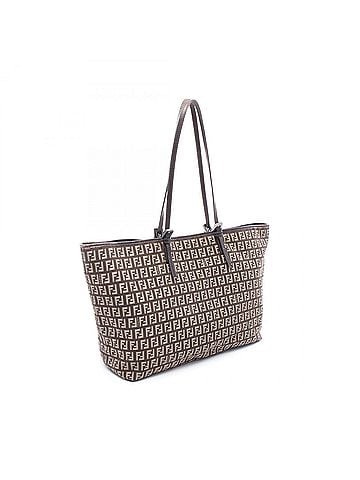 Fendi Fendi Zucchino Tote Bag Handbag, Canvas and Leather, Women's, Brown/Beige, 8BH127 (view 2)