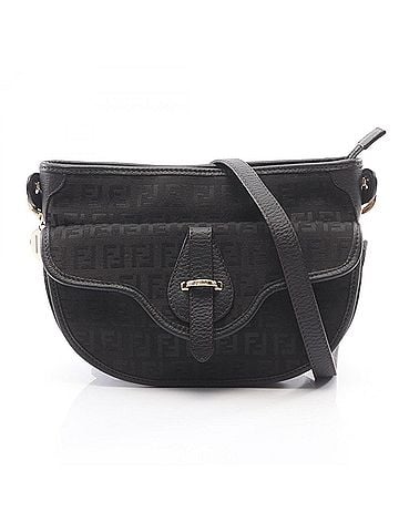 Fendi Fendi Zucchino Shoulder Bag/Handbag, Canvas and Leather, Women's, Black (8BT088) (view 1)
