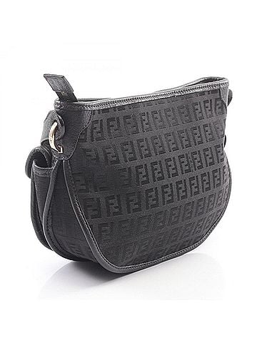 Fendi Fendi Zucchino Shoulder Bag/Handbag, Canvas and Leather, Women's, Black (8BT088) (view 2)
