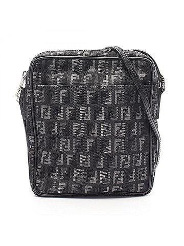 Fendi Fendi Zucchino Shoulder Bag/Handbag, Canvas and Leather, Women's, Black/Gray (view 1)