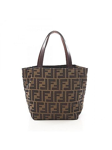 Fendi Fendi Zucca Mini Tote Handbag, Canvas and Leather, Women's, Brown (view 1)