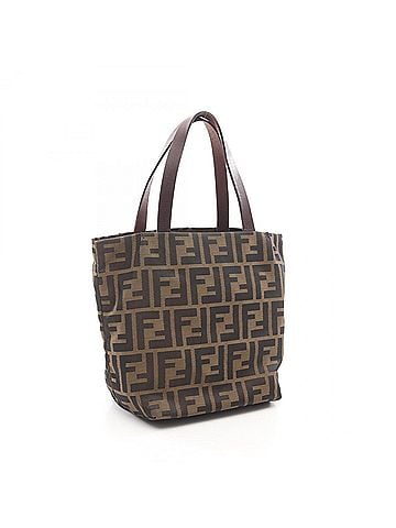 Fendi Fendi Zucca Mini Tote Handbag, Canvas and Leather, Women's, Brown (view 2)