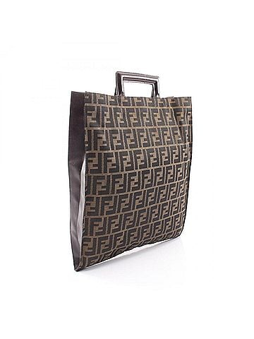 Fendi Fendi Zucca Tote Bag Handbag Canvas Leather Women's Brown/Black 15856 (view 2)