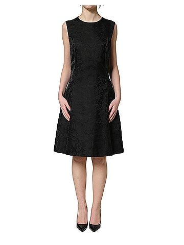 Dolce & Gabbana Basic Black Floral Jacquard Sleeveless A-line Women's Dress (view 1)