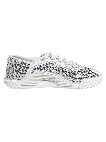 Dolce & Gabbana Basic White NS1 Canvas Leather Embellished Sneakers Women's Shoes (view 1)