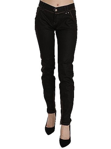 John Galliano Cotton Black Mid Waist Skinny Denim Women's Jeans (view 1)